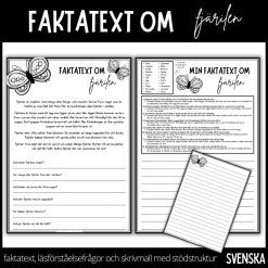 Dags att läsa, svara på frågor och skriva - faktatext om fjärilen