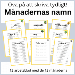 Öva på att skriva tydligt - Månadernas namn