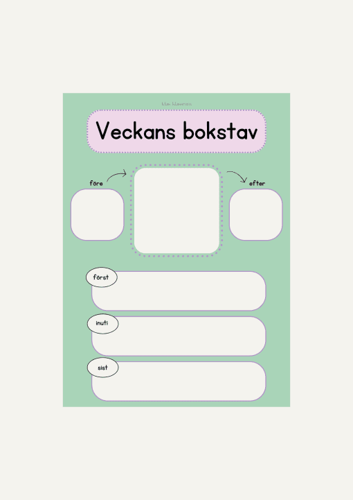 Veckans bokstav - Bokstavsplansch