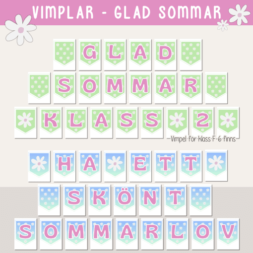 Vimplar - Sommarlov - Glad sommar - Dekorera klassrummet