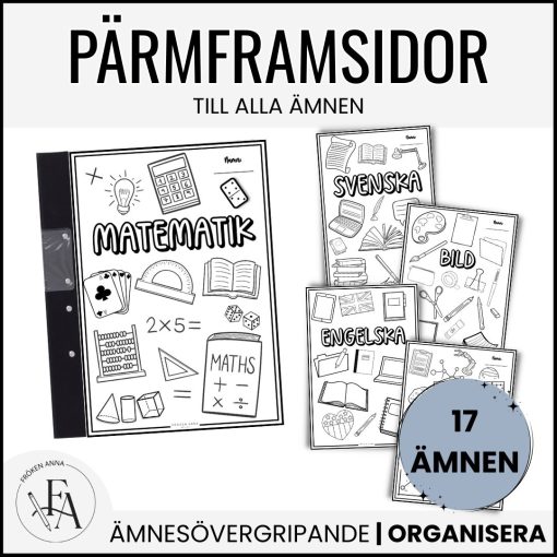 Pärmframsidor till elevernas pärmar | 17 ämnen