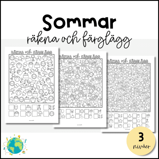Räkna och färglägg - Sommar
