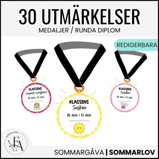 Utmärkelser till skolavslutningen – färdiga & redigerbara