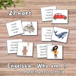 Engelska - who am I? - kort med läsförståelse
