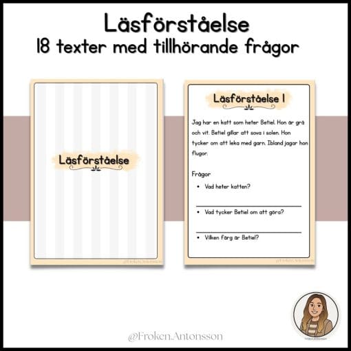 Läsförståelse - häfte med 18 texter