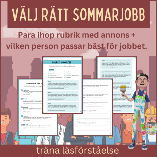 Välj rätt sommarjobb - Träna läsförståelse och samhällsyrken