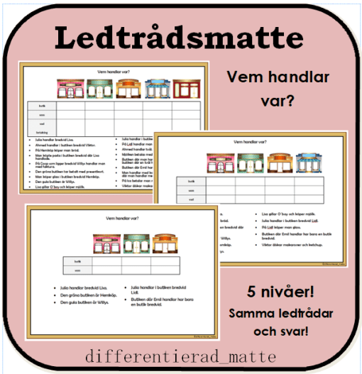 Ledtrådsmatte - Vem handlar var?
