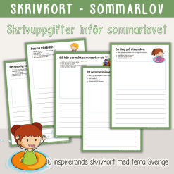 Skrivkort – Tema Sommarlov | Kreativa skrivuppgifter om sommarlovet