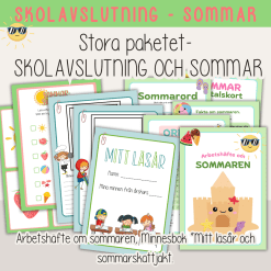 Skolavslutning och sommar - Stort paket - Minnesbok, arbetshäfte och skattjakt