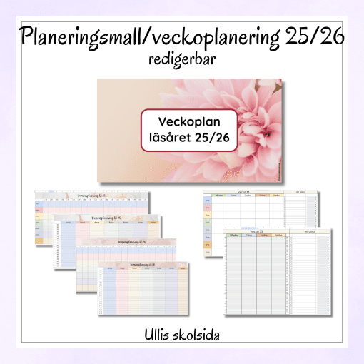 Mall för planeringsunderlag/schema/veckoplanering – redigerbar
