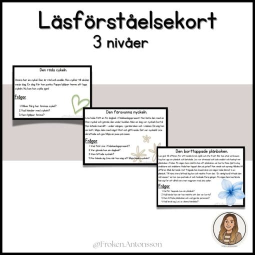 Läsförståelsekort - 3 nivåer