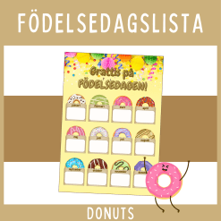 Födelsedagslista med färgglada donuts!