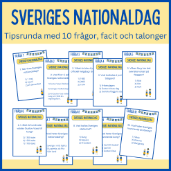 Tipsrunda Sveriges nationaldag, 10 frågor med facit och talonger