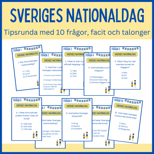 Tipsrunda Sveriges nationaldag, 10 frågor med facit och talonger