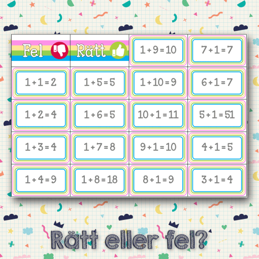 Öva addition - Rätt eller fel