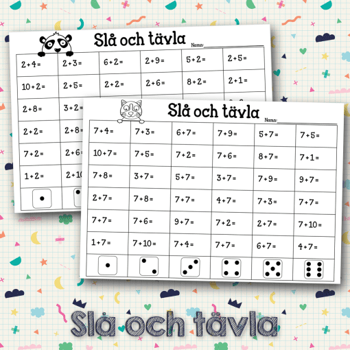 Öva addition - Slå och tävla