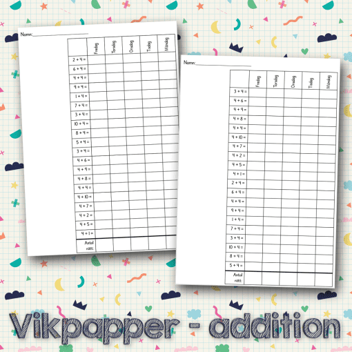 Öva addition - vikpapper
