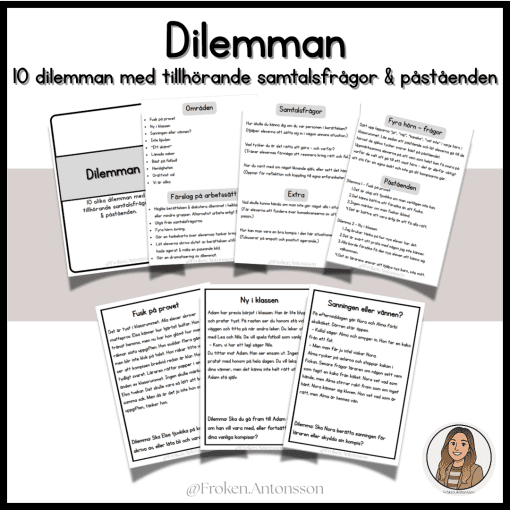 Dilemman - häfte med 10 dilemman med tillhörande samtalsfrågor och påståenden.