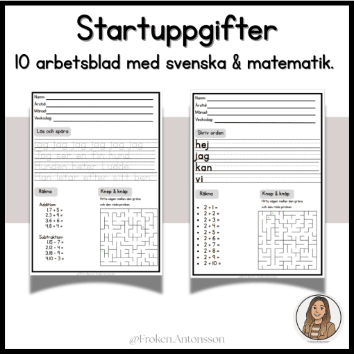 Startuppgifter - 10 arbetsblad