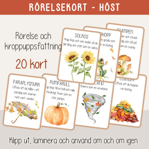 Höst - Rörelsekort - Hösttema - Rörelse och kroppsuppfattning
