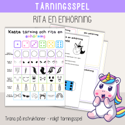 Tärningsspel - träna på instruktioner - Rita en enhörning