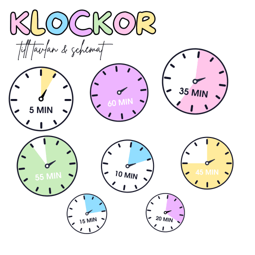 Klockor till tavlan, schema etc.