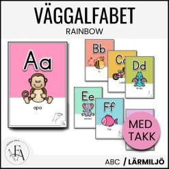 Väggalfabet med TAKK (tecken som stöd) | Rainbow