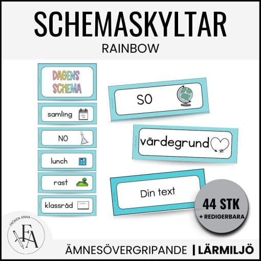 Stilrena, redigerbara schemaskyltar | Rainbow blue