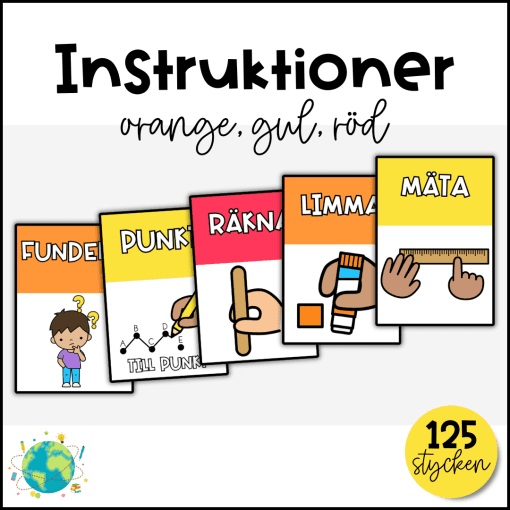 Instruktionskort - Orange, gul, röd