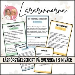 Läsförståelsekort på svenska i 3 olika nivåer
