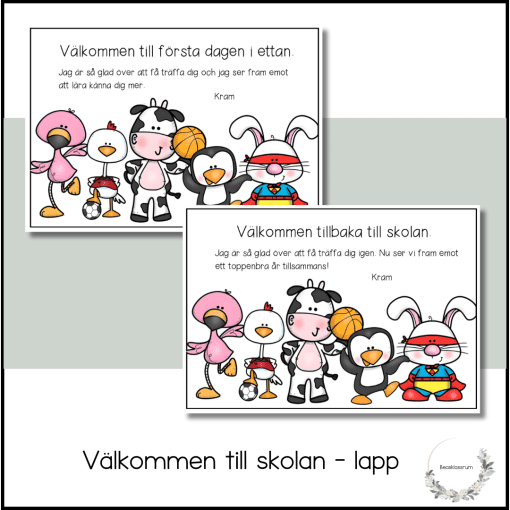 Välkommen till skolan - lapp