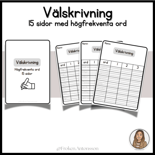 Välskrivning - 15 sidor med högfrekventa ord