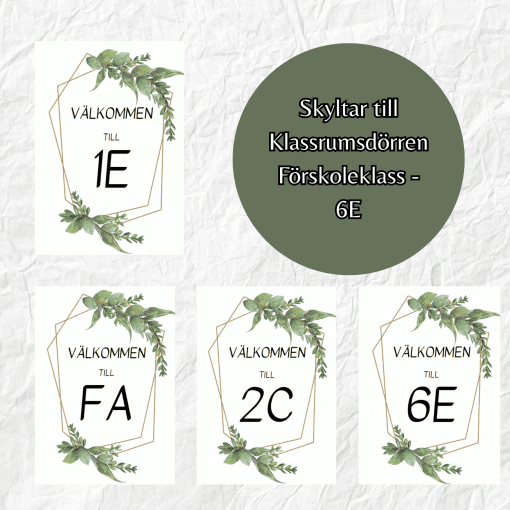 Välkommen klassrumsskyltar