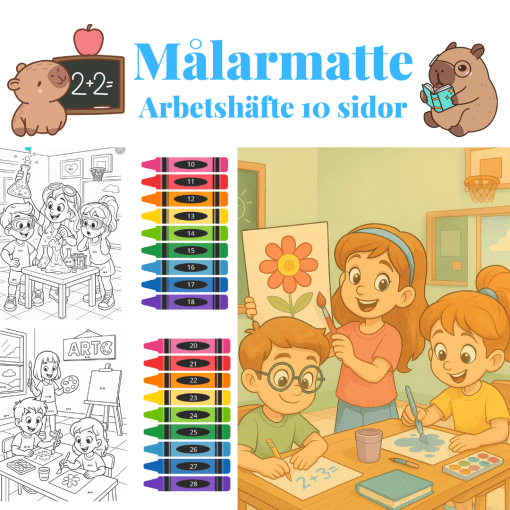 Målarmatte med plus och minus 10 sidor